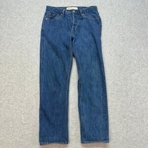 Gap 1969 Jeans Vintage Straight  WMNS 24 Blue Med Wash Mid Rise 322281-00 Button